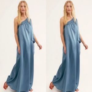 Free People Soa Dress Blue One Shoulder Maxi Dress Small